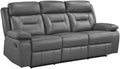 Lexicon Laconia Leather Double Reclining Sofa in Dark Gray