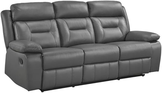Lexicon Laconia Leather Double Reclining Sofa in Dark Gray