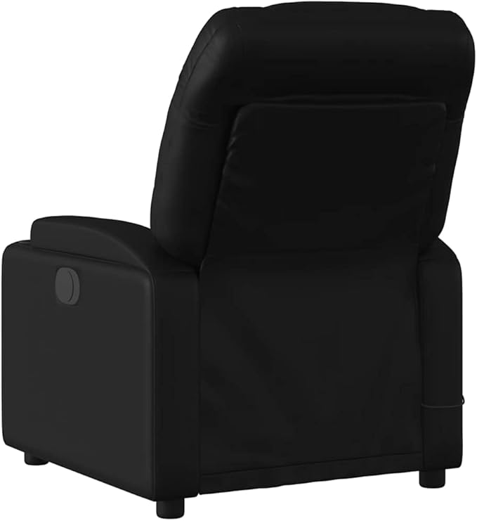 Electric Massage Recliner Chair Black Faux Leather 6-Point Vibration USB Power Adjustable Reclining Sofa for Living Room Comfortable Reading Lounge