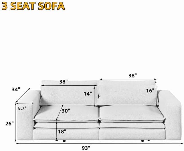 KEIKI 93 King Size Sleeper Sofa Bed 3 in 1 Convertible Sleeper Sofa Pull Out Sofa Bed 3 Seat Teddy Couch with 2 Lumbar Pillows for Living Room Apartment Office Studies Camel