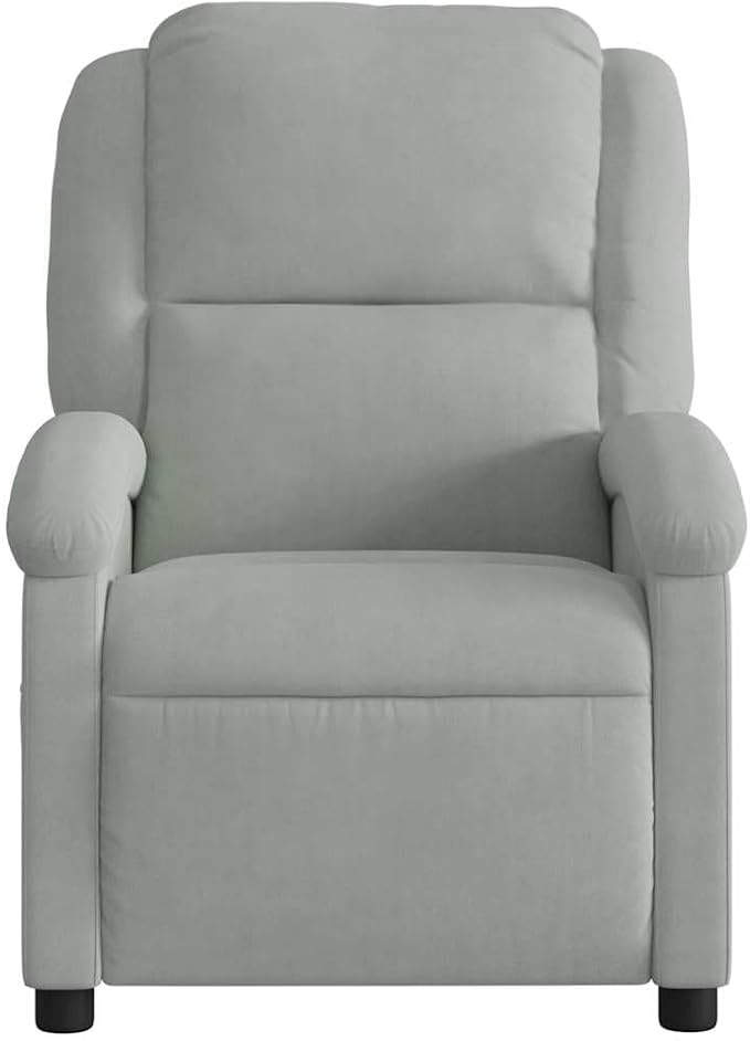 vidaXL Light Gray Velvet Massage Recliner Chair - Manual Reclining Armchair with Vibration Function for Elderly Home Lounge Seating