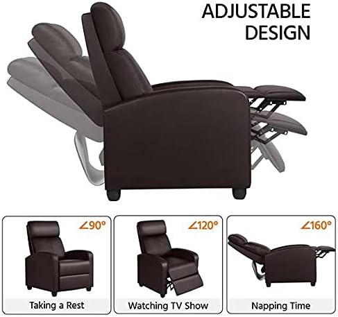 Yaheetech Padded Seat Recliner Chair Set of 2 Single Sofa Recliner Home Theater Seating PU Leather Upholstered Reclining Chair Brown