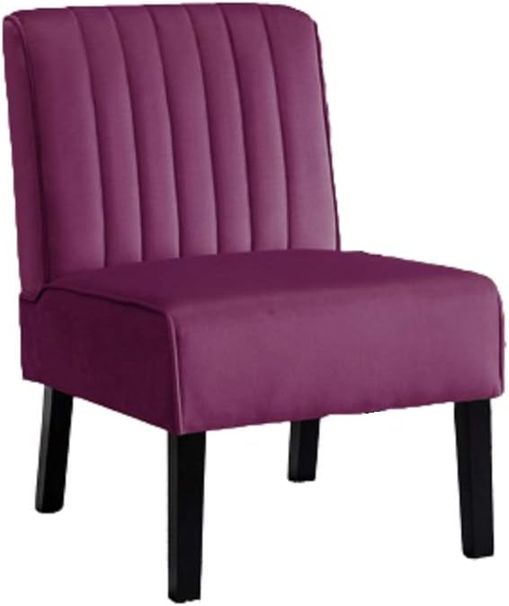 Reese Mid Century Modern Accent Chairs Set of 2 with Minimalist Design Elegant Velvet Upholstery and Solid Wood Legs Ideal for Living Room or Bedroom Eggplant