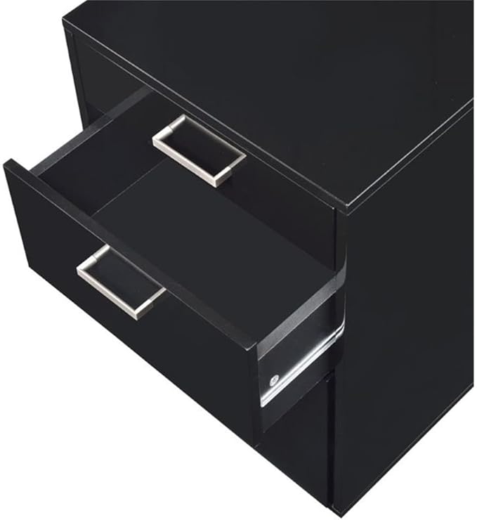 Acme Coleen Rectangular 3-Drawer Mobile File Cabinet in Glossy Black Wood
