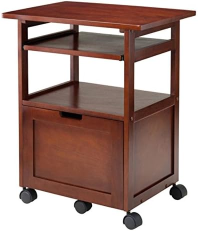 Ergode Piper | Versatile Compact Work Cart/Storage Solution | Laptop Stand | Filing Cabinet | Shelf | Walnut Finish