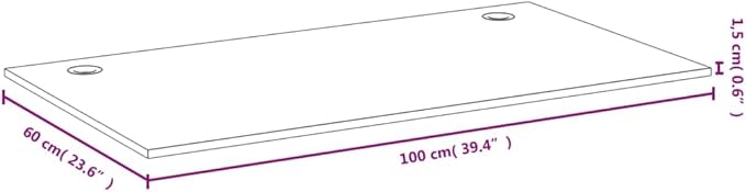 vidaXL Desk Top Tabletop with Cable Hole Dining Table Top for Home Office Standing Desk Frame Table Top Replacement 39.4x23.6x0.6 Bamboo
