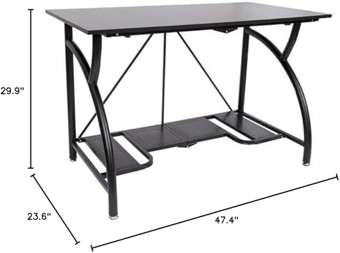 Origami 2-Pack Folding Table Desk Portable Office Furniture with Rolling Wheels Black