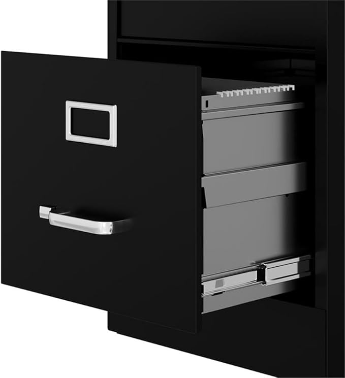 Pemberly Row 4 Drawers 52 Vertical Black Metal Filing Cabinet Lockable Pre-Assembled Stationary Letter Size for Home Office
