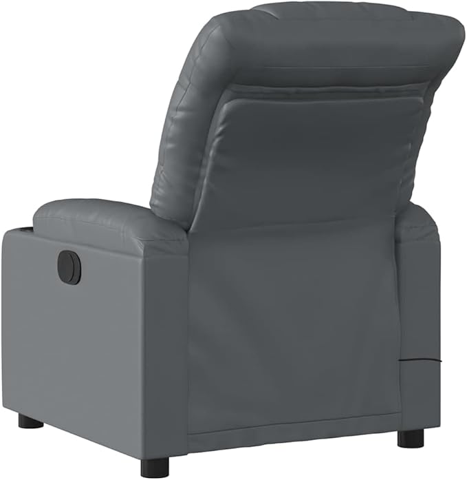 Electric Massage Recliner Chair Gray Faux Leather Metal Plywood Adjustable Angles Stain-Resistant for Living Room Home Theater Relaxation