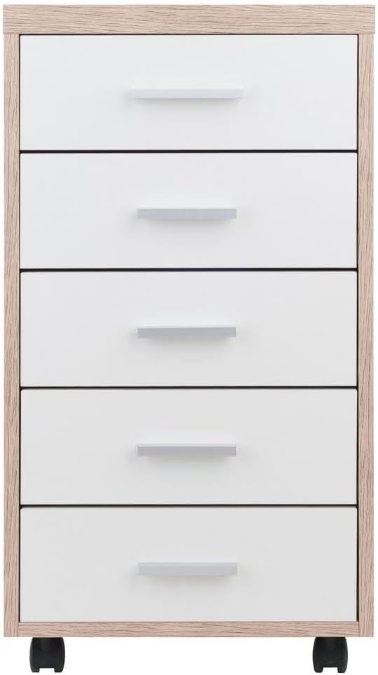 Reclaimed Wood &amp White 5-Drawer File Cabinet
