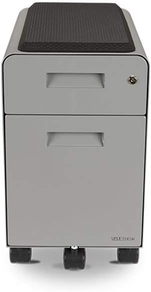 UPLIFTDESK Narrow 2-Drawer File Cabinet with Seat Rolling (Gray)