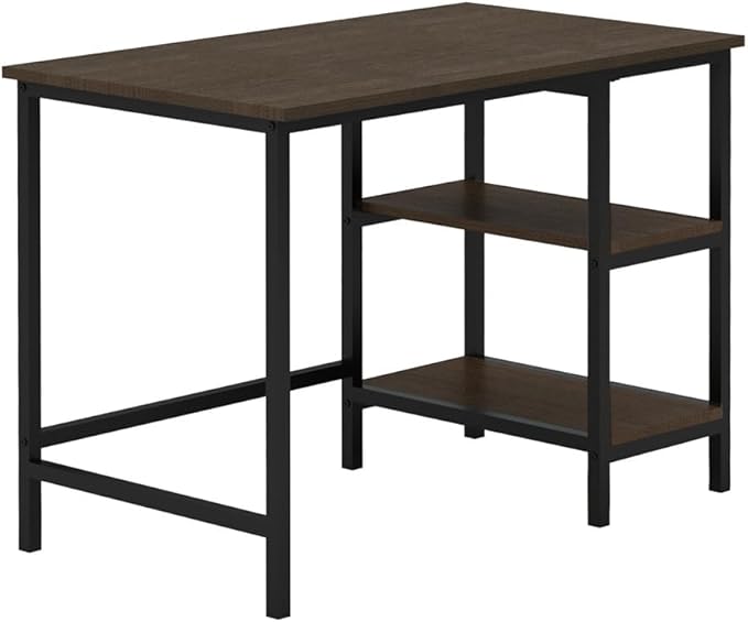 AMNOOL Industrial Style Home Office Desk and Chair Set 2 Piece Writing Study Desk Computer Workstation + PU Leather Chair Metal Frame for Home Office Living Room Dormitory Bedroom