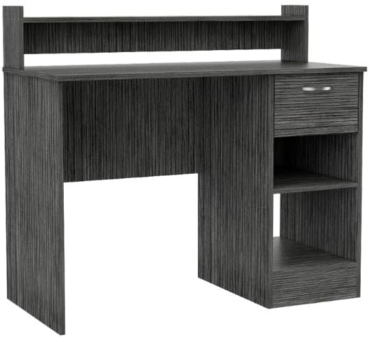 2-Shelf 1-Drawer Writing Work Study Desk Computer Desk Smokey Oak for Home Office Living Room