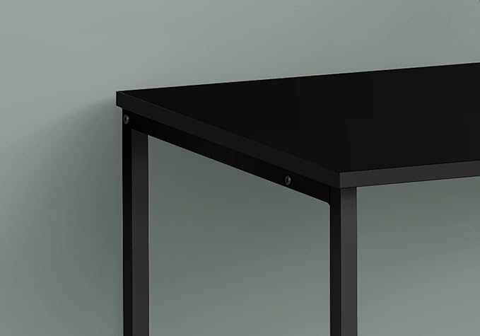 Chic Black Laminate Computer Desk - Left &amp Right-Hand Set Up Storage Drawers 40 L Modern Home Office Desk for Laptop Work