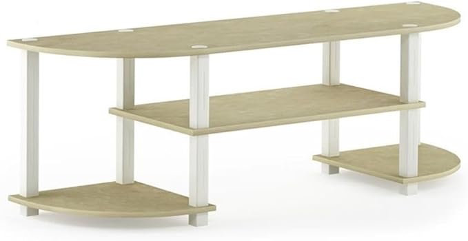 Furinno Turn-S-Tube Wide TV Entertainment Center Cream Faux Marble/White