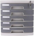 Filing Cabinet Convenient Flat Grey Five Locking Upper Drawers Practical Drawers Plastic Bookcase(Color:Gray)