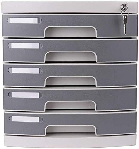 Filing Cabinet Convenient Flat Grey Five Locking Upper Drawers Practical Drawers Plastic Bookcase(Color:Gray)