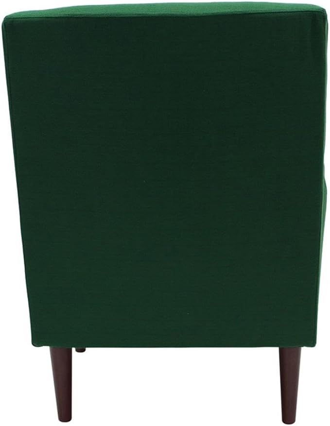 Pemberly Row Rolled Arm Lounge Chair 35 H Fabric Upholstery Emerald Green Finish 17.5 Seat Height Contemporary Accent Chair for Living Room or Bedroom