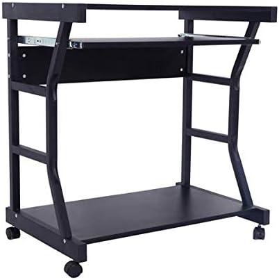 Home Office Computer Desk Moveable Four-Wheel Drawers and Storage Shelves Keyboard Tray Home Office Desk Sturdy and Space-Saving
