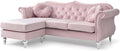 Glory Furniture Hollywood Velvet Sofa Chaise in Pink