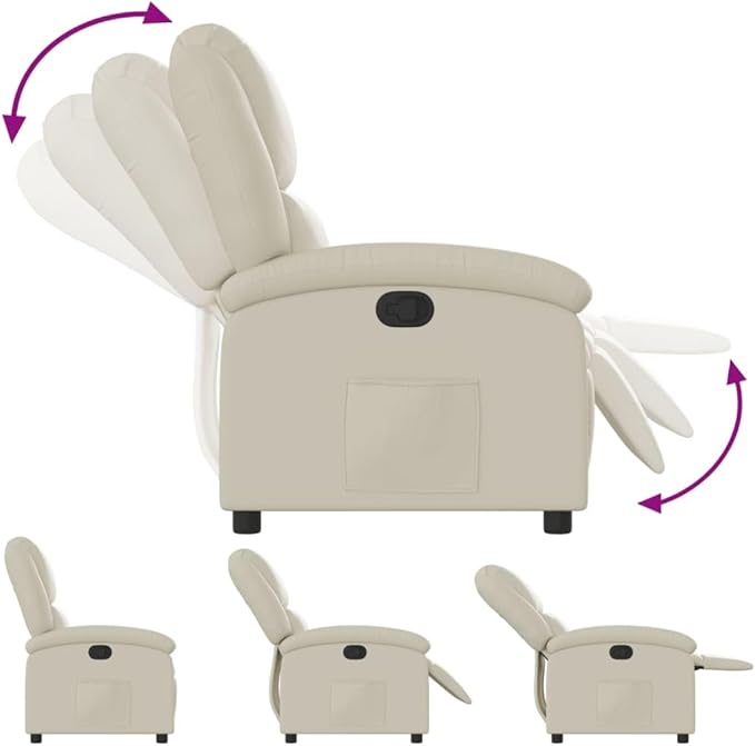 Cream Faux Leather Recliner Chair Manual Reclining Armchair for Living Room Padded Reading Lounge Chair 242.5 lb Capacity 34.1 x 28.0 x 39.2 in