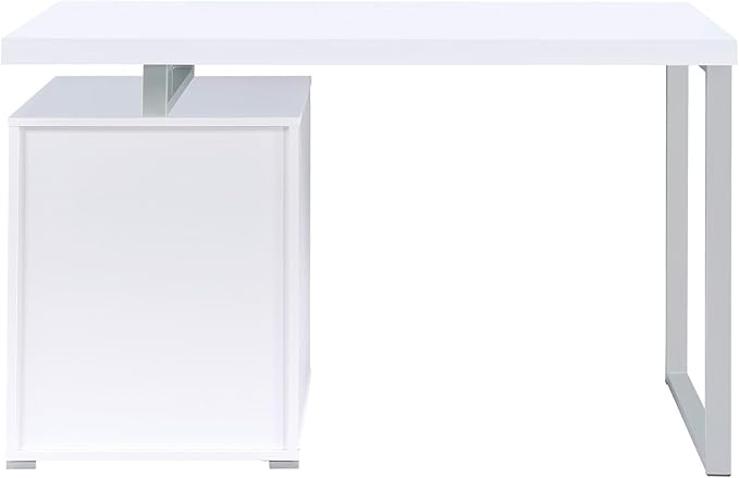 White 3-Drawer Reversible Office Desk