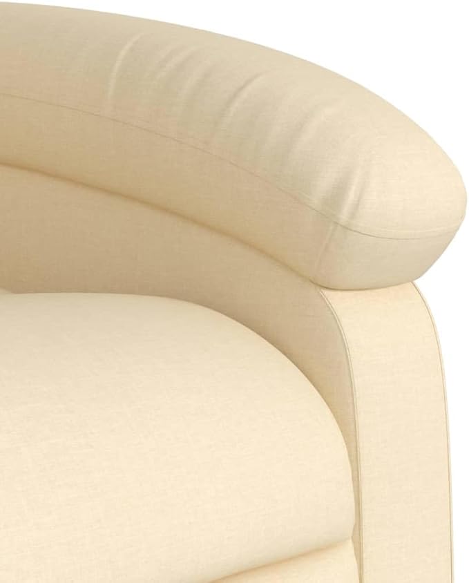 vidaXL Cream Recliner Chair with Adjustable Recline Armchair for Living Room Home Theater Smooth Fabric Supportive Single Sofa Reclining Comfortable Cushioned Upholstery Contemporary
