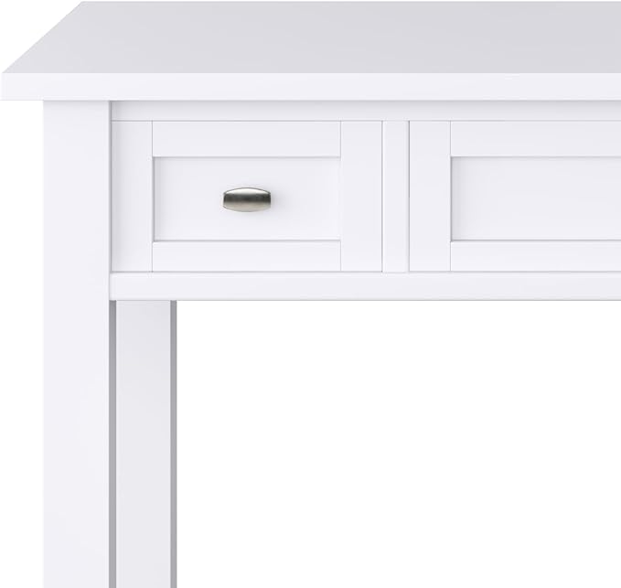 SIMPLIHOME Warm Shaker Desk - 48 Inch Wide Solid Wood Writing Desk in White Transitional Home Office Computer Table for Workspace or Study with Flip-Down Keyboard Tray and 2 Drawers