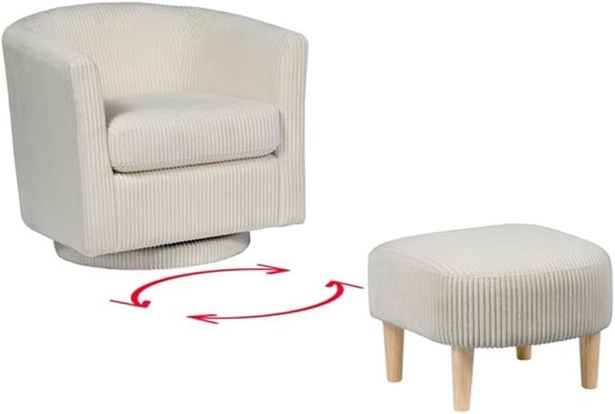 Furniture 360° Swivel Accent Chair and Ottoman Set Black