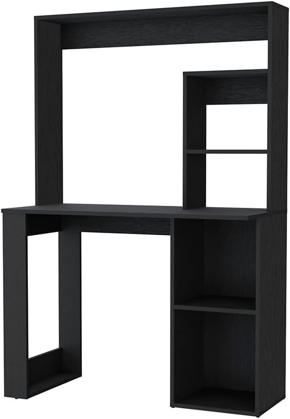Black Computer Desk with Hutch - Writing Desk for Home Office