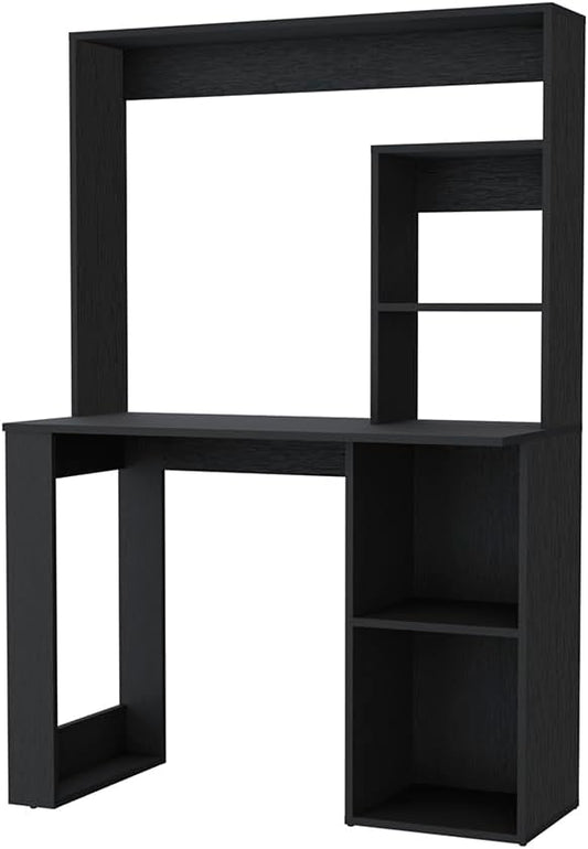 Black Computer Desk with Hutch - Writing Desk for Home Office