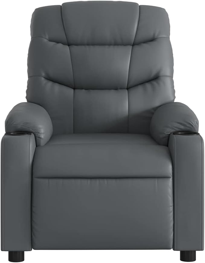 Electric Massage Recliner Chair Gray Faux Leather Metal Plywood Adjustable Angles Stain-Resistant for Living Room Home Theater Relaxation