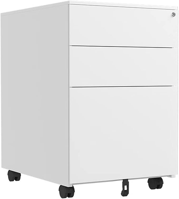 HASMI Filing Cabinet 3 Drawer Storage Cabinet Metal Mobile File Cabinet Under Desk with Wheels Printer Stand for Home Office White Storage Cabinet yuqing2022