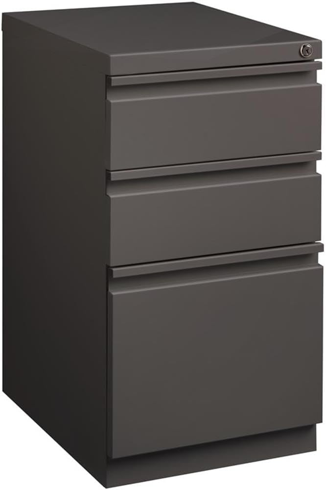 BOWERY HILL 3-Drawer Mobile Metal Filing Cabinet 20 Depth Espresso Finish Durable Commercial Grade with Full Extension Drawers Locking Storage for Office Fits Letter-Size Files