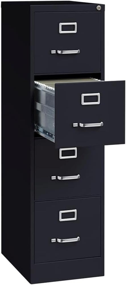 Scranton &amp Co 22 4-Drawer Metal Letter Width Vertical Filing Cabinet in Black Lockable Sturdy Steel Construction Office or Home Use Durable Letter Size File Storage