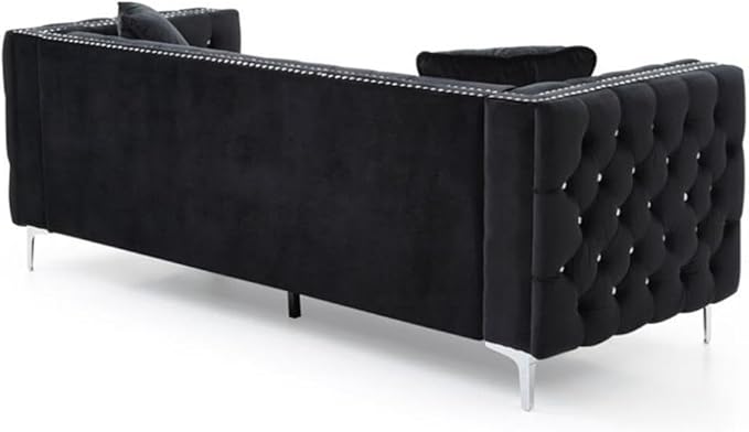 Glory Furniture Paige Velvet Sofa in Black