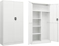 Metal Locker Cabinet Garage Storage Cabinet with 2 Doors and 4 Adjustable Shelves 70.9 White Steel Lockable File CabinetLocking Tool Cabinets for GarageHome (Style G) -AA
