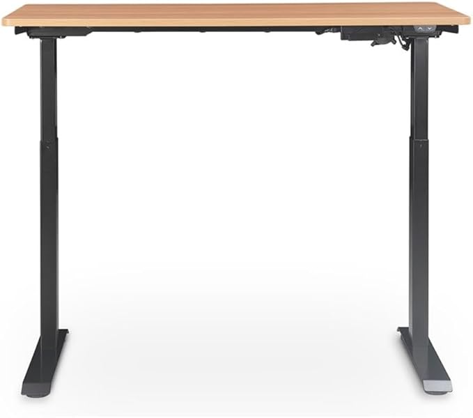 UrbanPro Electric Height Adjustable Standing Desk 47 in x 24 in Light Brown Finish Motorized Lift System Ergonomic Home Office Desk for Sitting or Standing Large Desktop Supports Up to 110 lbs