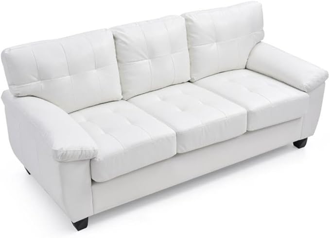Glory Furniture Gallant Faux Leather Sofa in White