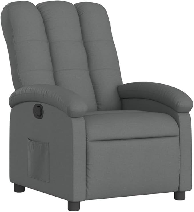 vidaXL Recliner Chair Dark Grey 100% Polyester Fabric Metal Plywood
