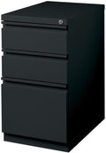 BOWERY HILL 20 3-Drawer Modern Metal Mobile Pedestal Filing Cabinet in Black Lockable Sturdy Steel Construction Mobile Office Storage Durable Document Organization