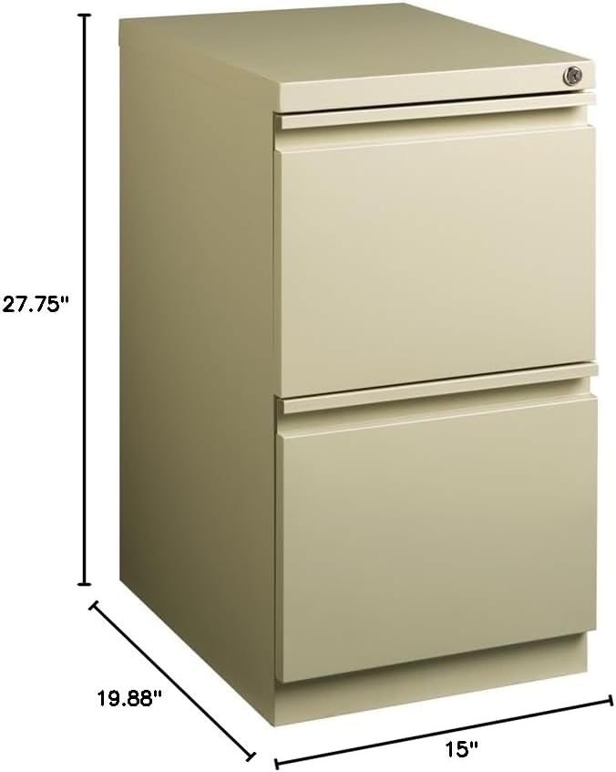 Pemberly Row 2 Drawers 27.75 Vertical Beige Metal Filing Cabinet Lockable Pre-Assembled Stationary Letter Size for Home Office