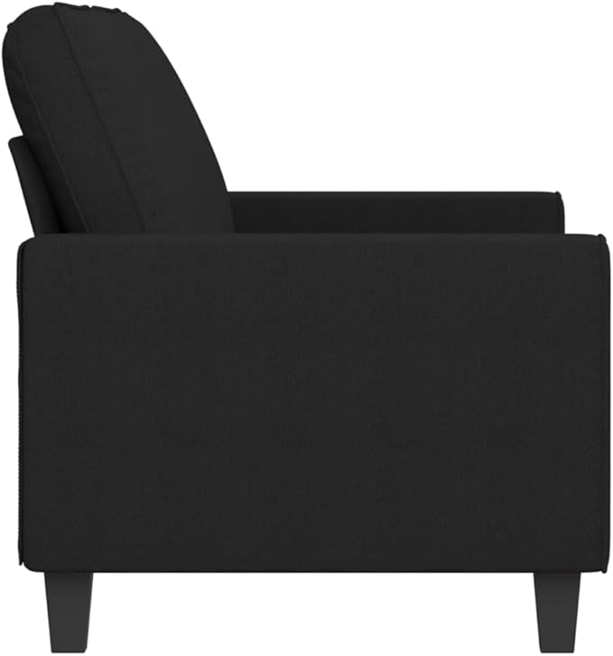 vidaXL Contemporary 2-Seater Sofa Black Fabric High-Comfort Padding Stable Metal Frame 68.5 x 30.3 x 31.5 Suitable for Lounge and Living Room