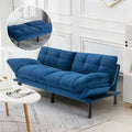 Convertible Futon Double Sofa Bed2 in 1 with Adjustable Backrest Memory Foam Loveseat for Living Room Bedroom Office Apartment Compact Sofa(Blue)