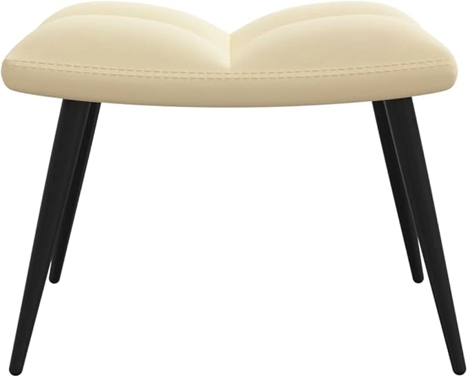 Floor Chair Arm Chair Living Room ChairsSleeper Sofa Relaxing Chair with a Stool Cream White Velvetfor Apartment Living and Home Office