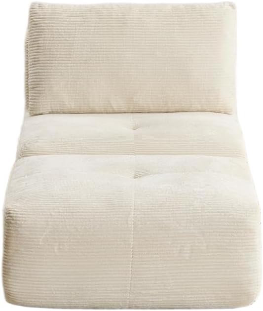 Memory Foam Compressed Sofa Bed Modern Beige Single Chaise Louge Comfy Futon Floor Couch Pet Friendly Fectional Couch for Living Room Bedroom No Assembly Movable OttomanCorduroy