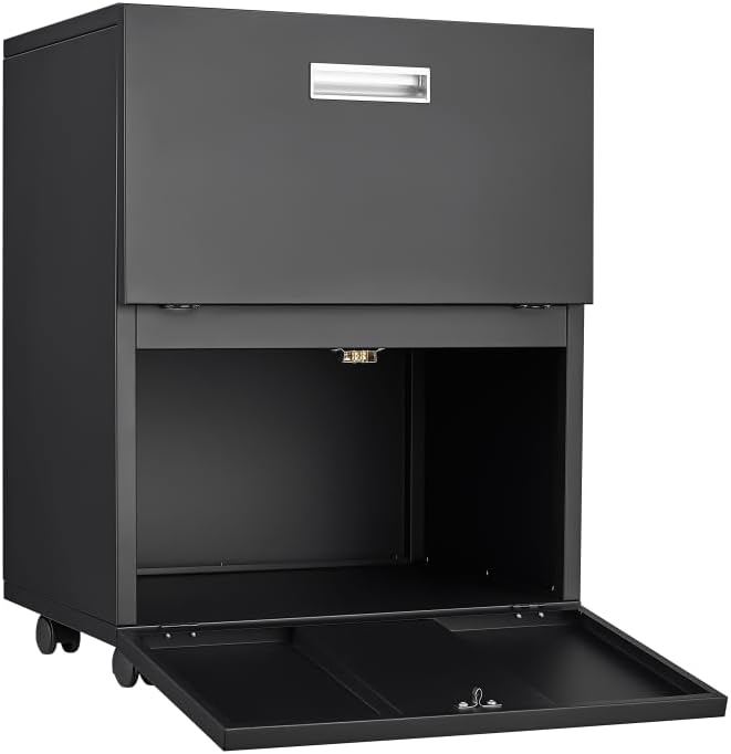 3-Drawer Mobile Filing Cabinet with Lock Legal/Letter Sized Office Storage Suitable for Offices and Study Rooms (Black + Metal + Metal)