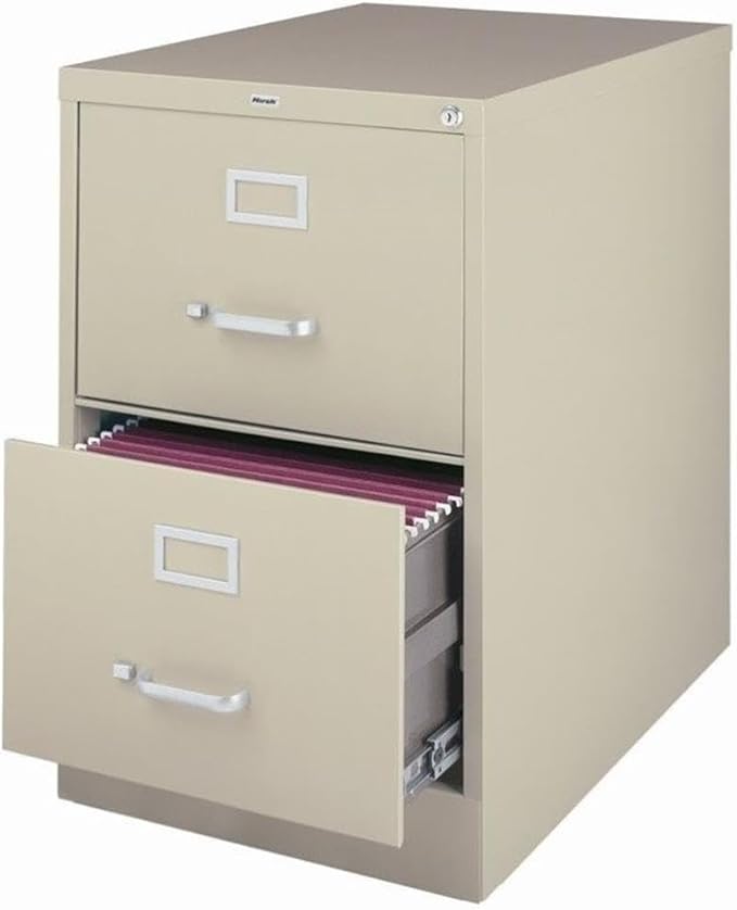 Pemberly Row 26.5 D Metal Vertical Filing Cabinet Legal Width 2 Drawer Putty Finish Durable Commercial Grade Steel Lockable Office Storage for Files Fully Assembled