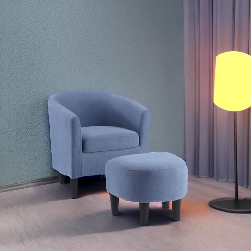 Convenience Concepts Take a Seat Churchill Accent Chair with Ottoman Blue Fabric