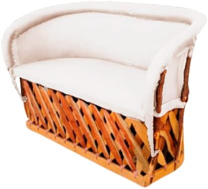 Love Seat Equipal Furniture Handmade By Equipales San Jose White Color Mexican Traditional Style Ideal for your home house garden office restaurant hotel bar beach living room bedroom equipal